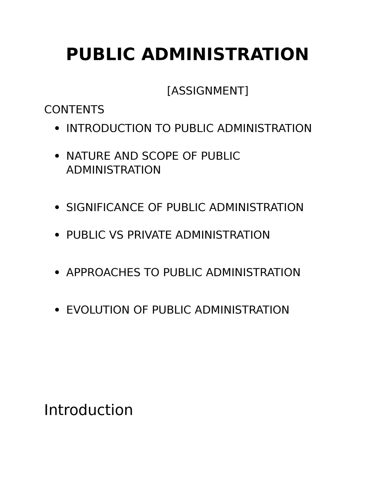 thesis topic for public administration