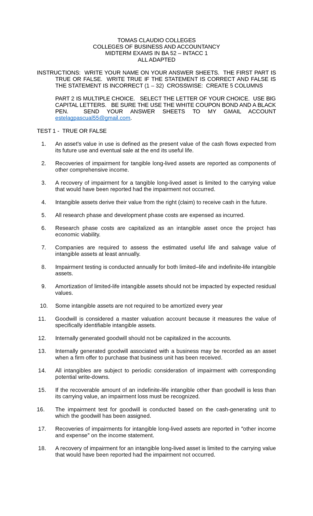 BA 52 Midterm block a Revised - Accountancy - Studocu