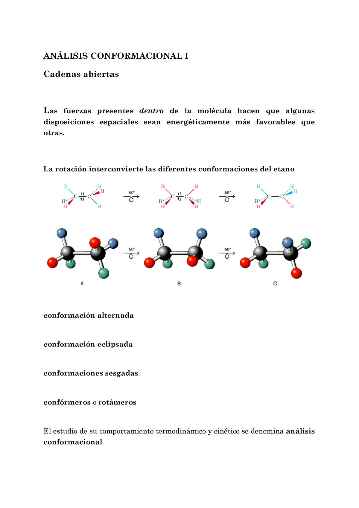 Análisis Conformacional - ANÁLISIS CONFORMACIONAL I Cadenas Abiertas ...