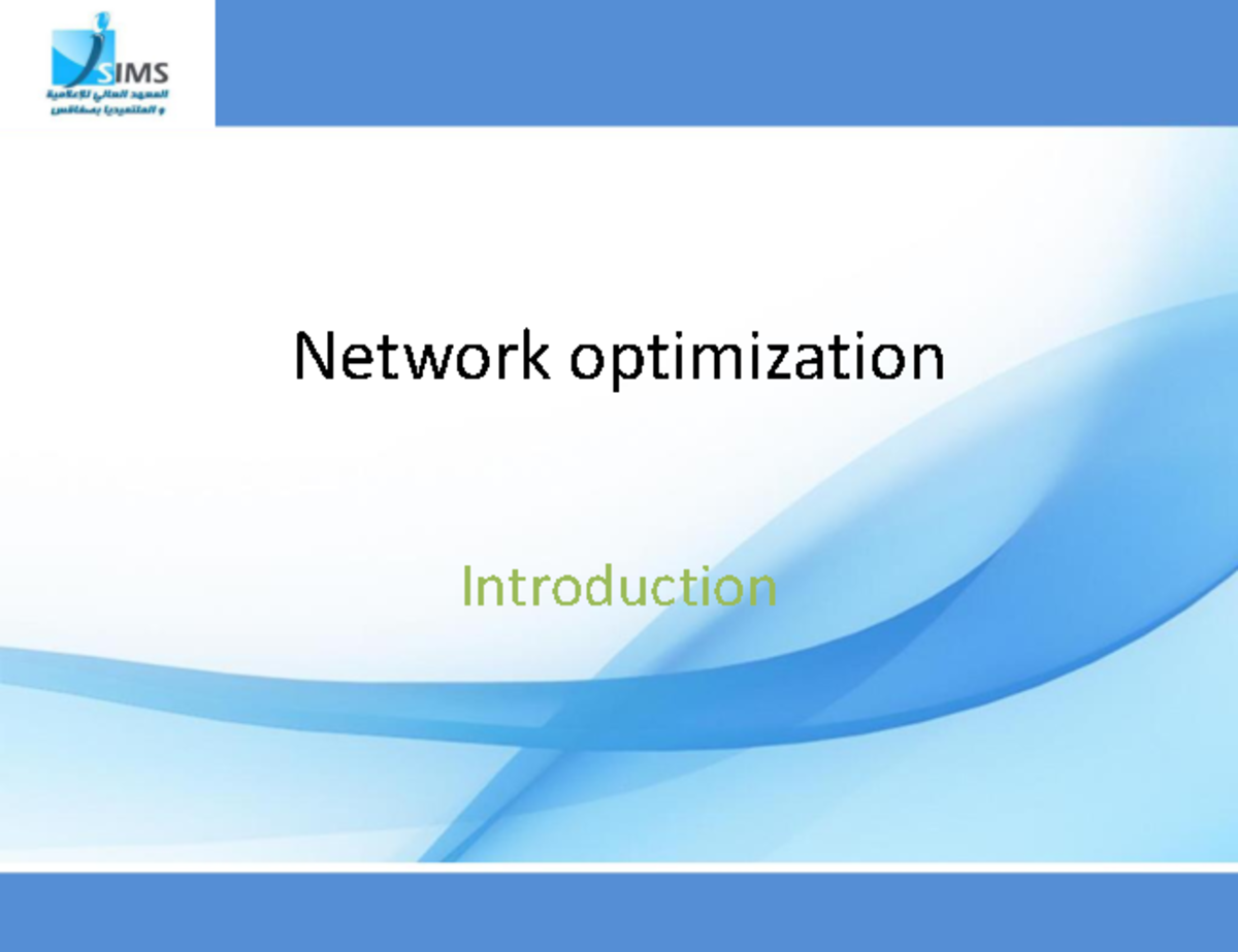 Network-Optimization- Introduction - Network optimization Introduction ...
