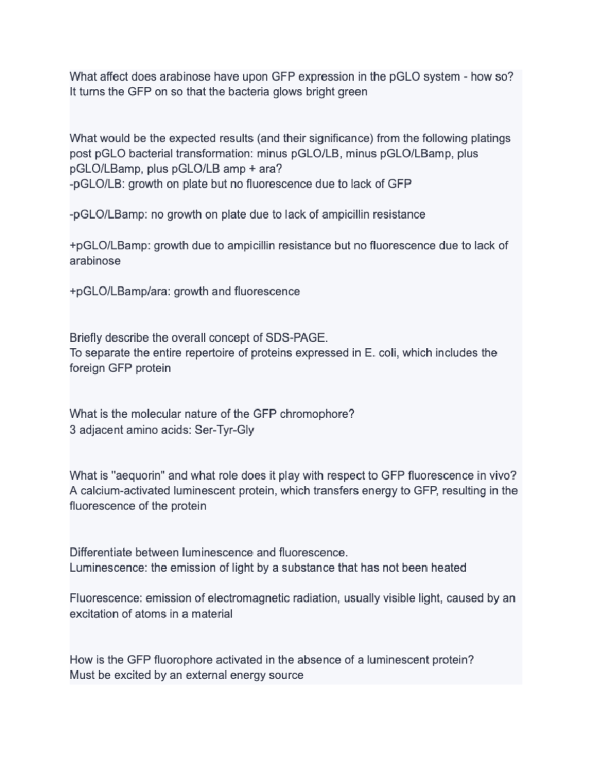 Bio 230 lab exam final summary questions part 2 - Google Docs - BIOL ...