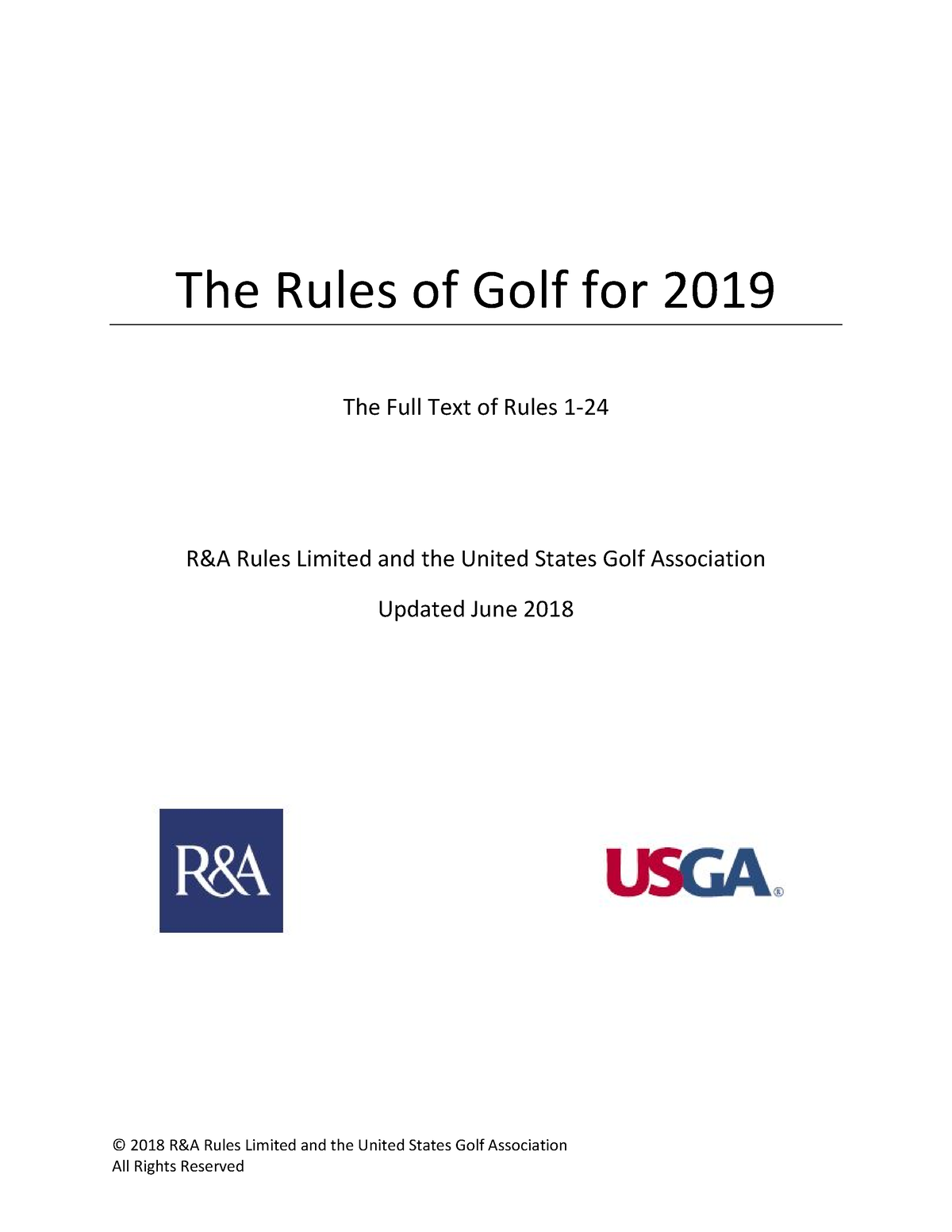 Rules Of Golf For 2019 (Final) - © 2018 R&A Rules Limited And The ...