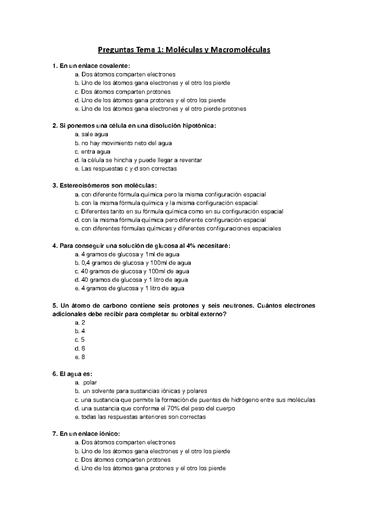 Preguntas Tema 1 Mol A C Culas Y Macromol A C Culas Studocu