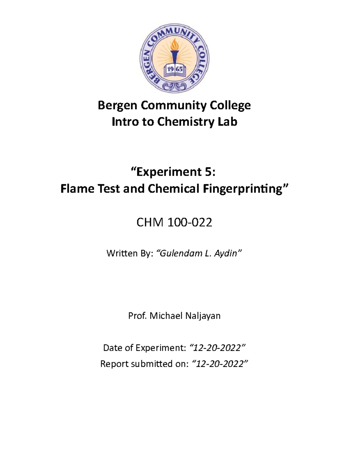 chemistry coursework experiment 5