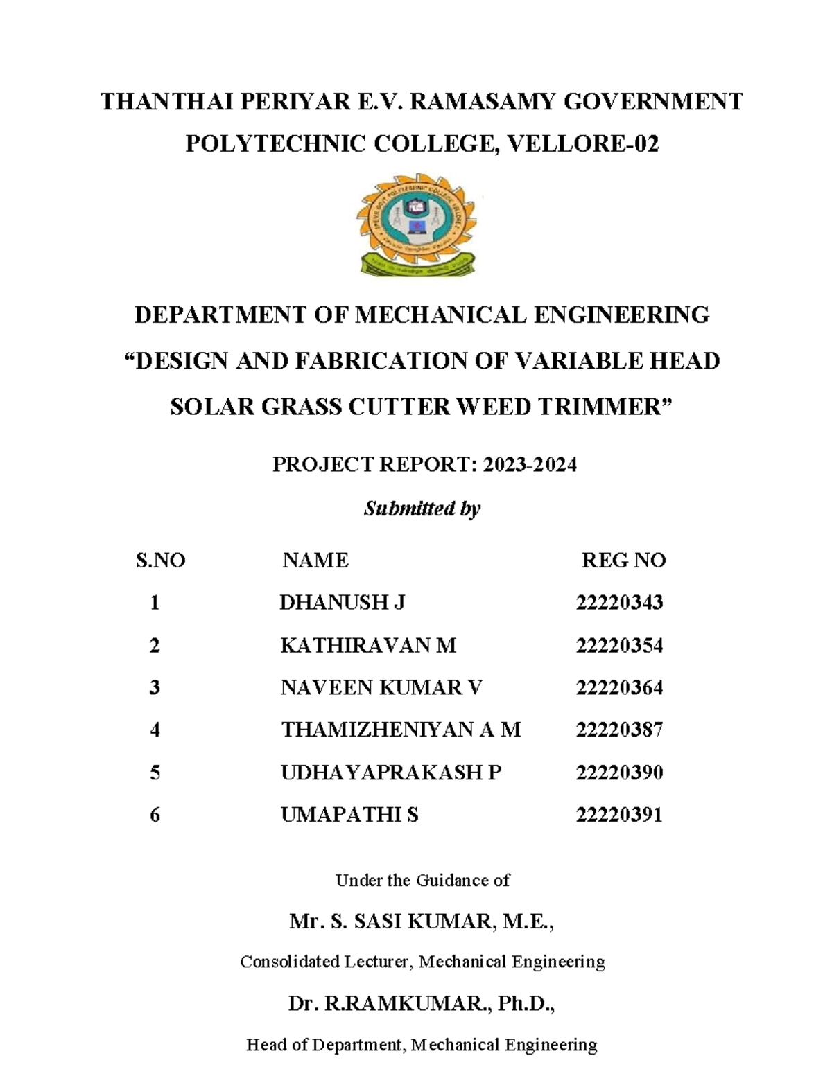 Dfvhgcwm - THANTHAI PERIYAR E. RAMASAMY GOVERNMENT POLYTECHNIC COLLEGE ...