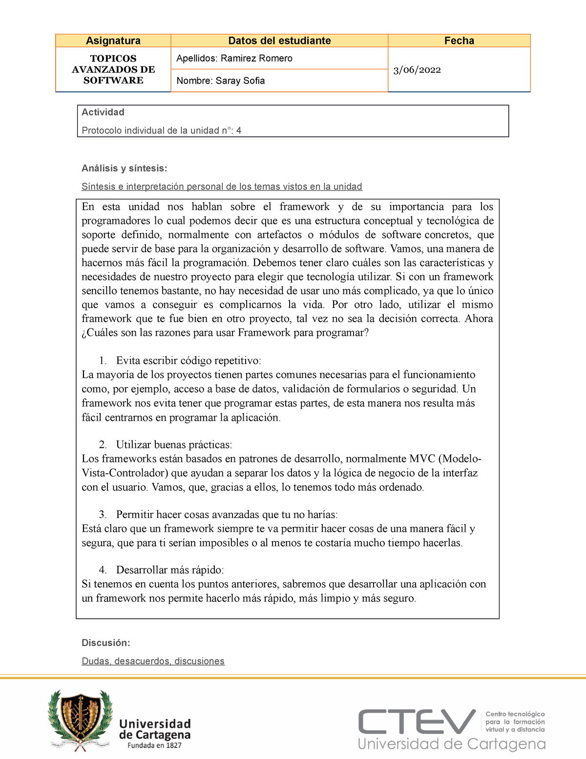 Protocolo Individual 4 - Asignatura Datos Del Estudiante Fecha TOPICOS ...