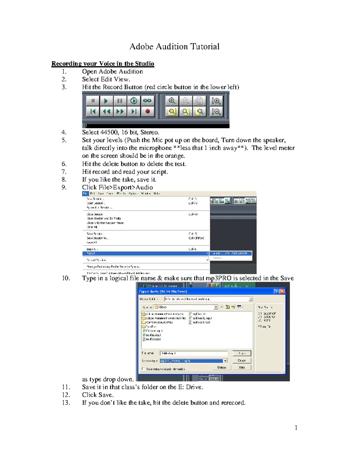 Adobe Audition Tutorial - Adobe Audition Tutorial Recording your Voice ...