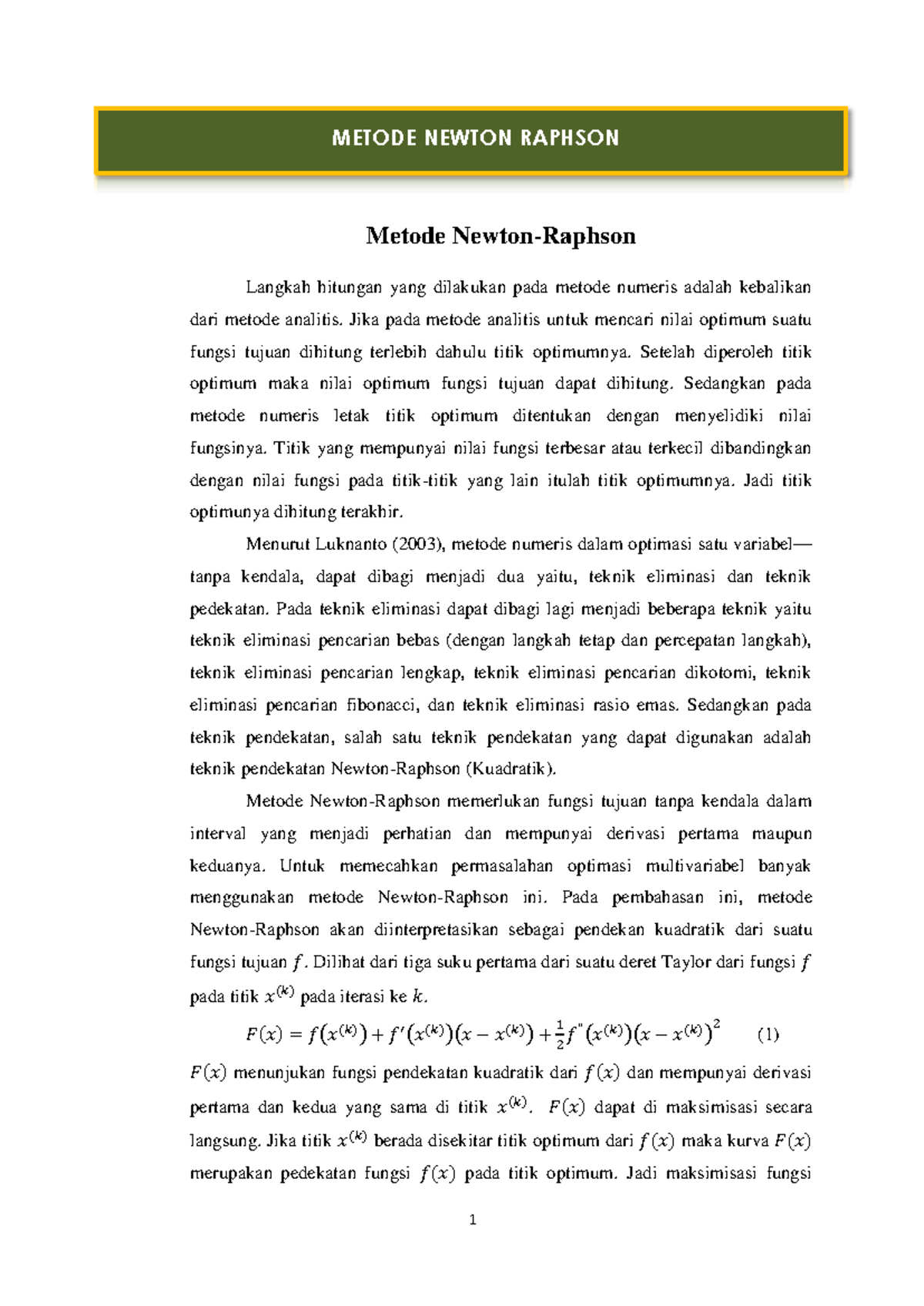 Metode Newton-Raphson - METODE NEWTON RAPHSON Metode Newton-Raphson ...