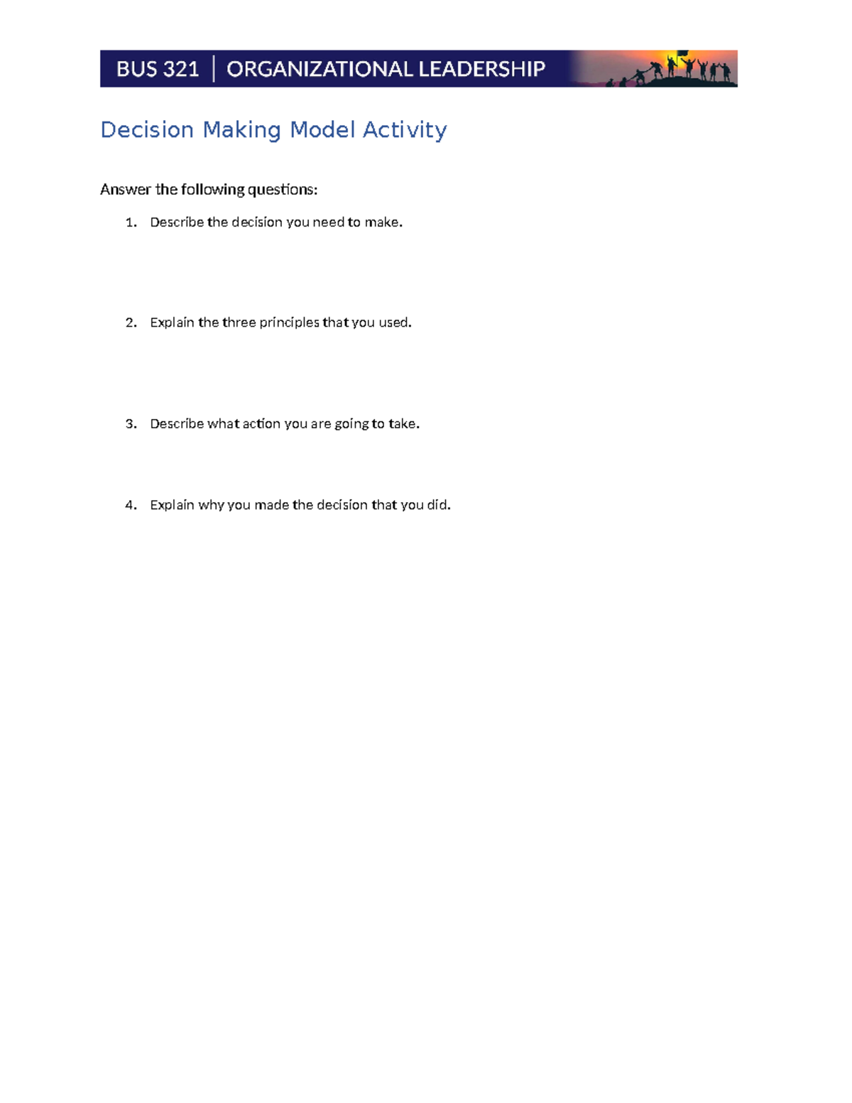 Bus321 document decisionmaking model activity+%281%29-1 - BUS 321 ...