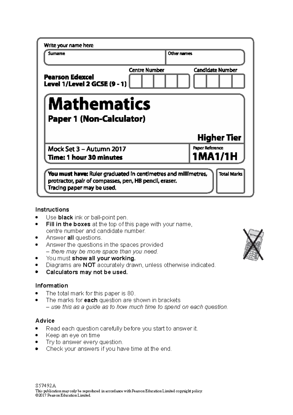 Gcse 9 1 Mathematics Mocks Set 3 Paper 1h En1021 London Studocu Gcse 9 1 Mathematics Mocks Set 3 Paper 1h En1021 London Studocu