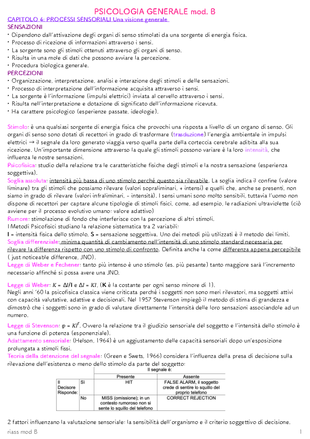 Riassunto Modulo B - Scienze E Tecniche Psicologiche ...