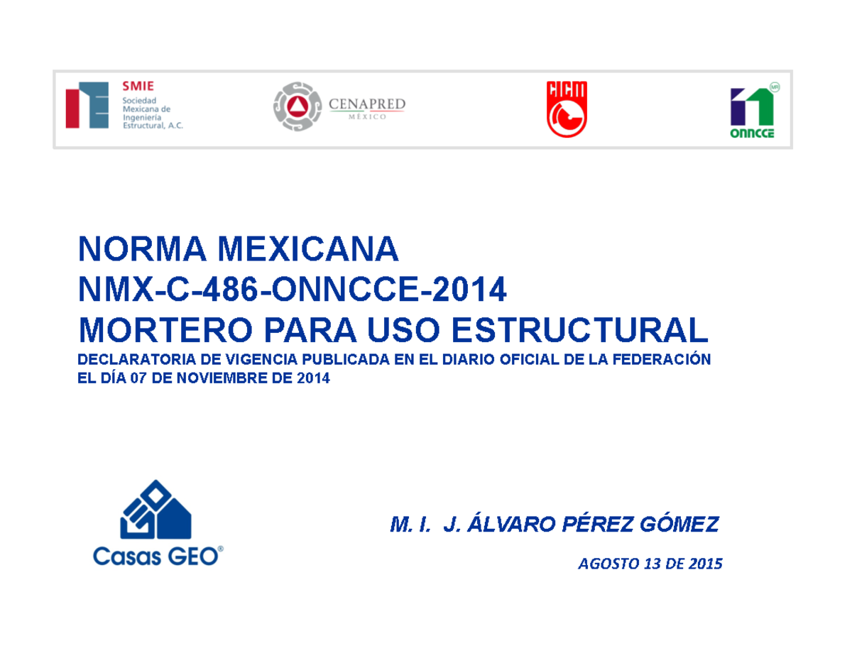 Concreto - investigacion - NORMA MEXICANA NMX-C-486-ONNCCE- MORTERO ...