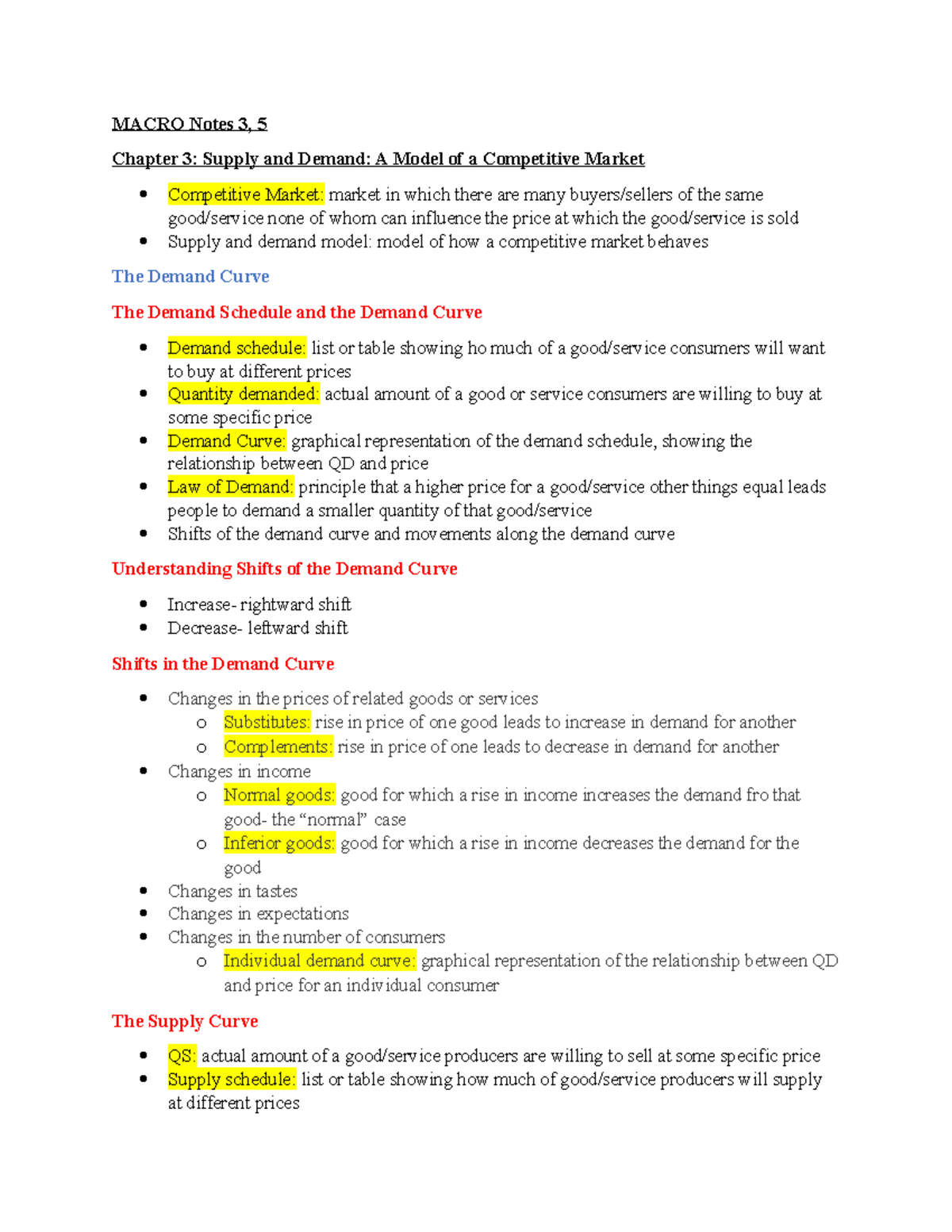 Macro Notes 3 and 5 - summary of chapter 3/5 - MACRO Notes 3, 5 Chapter ...