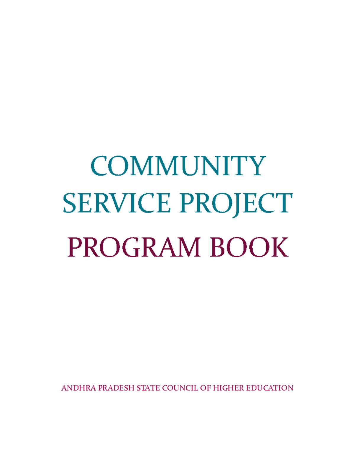 Community Service Project - COMMUNITY SERVICE PROJECT PROGRAM BOOK ...