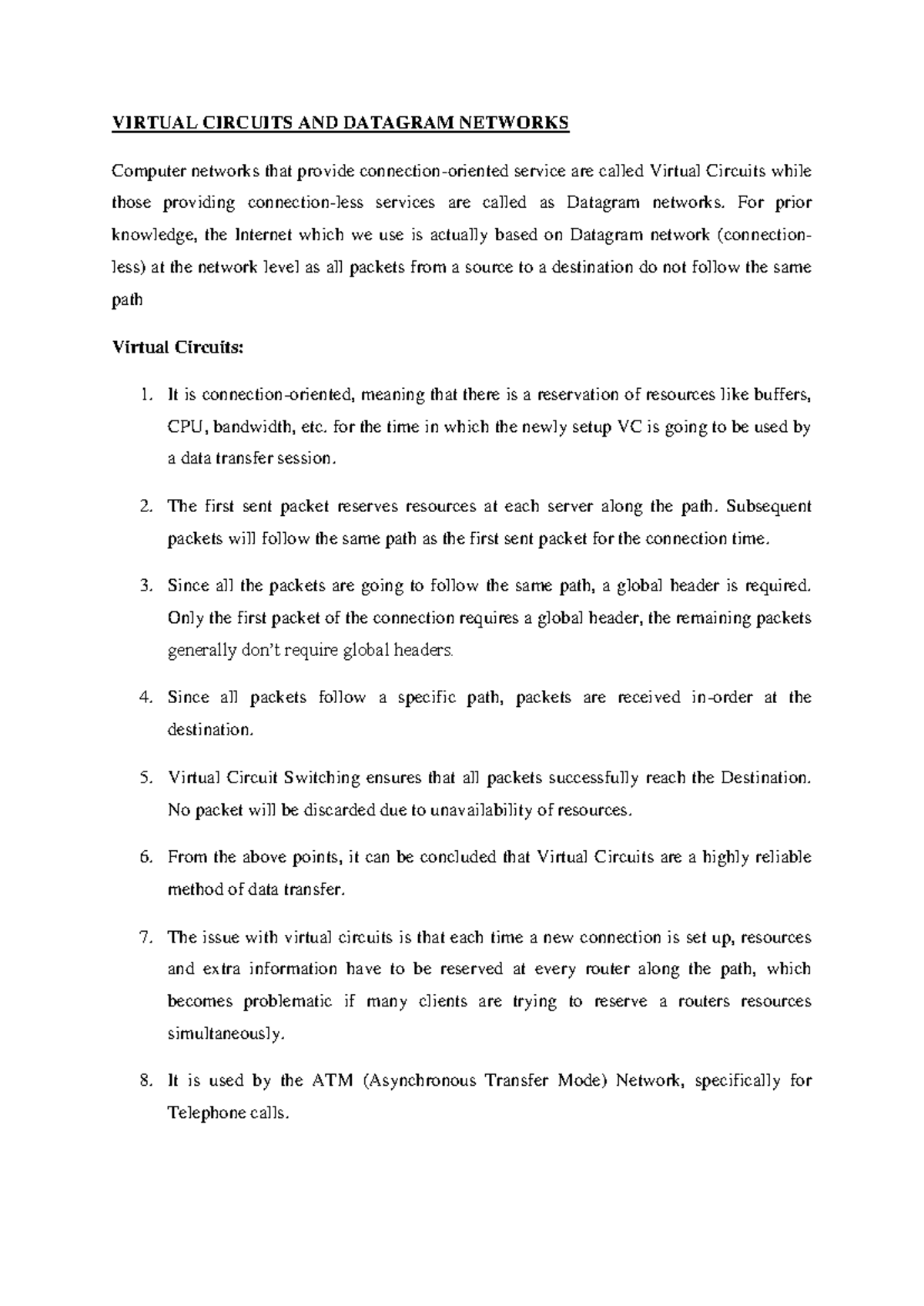 UNIT-3 Virtual Circuits AND Datagram Networks - VIRTUAL CIRCUITS AND ...