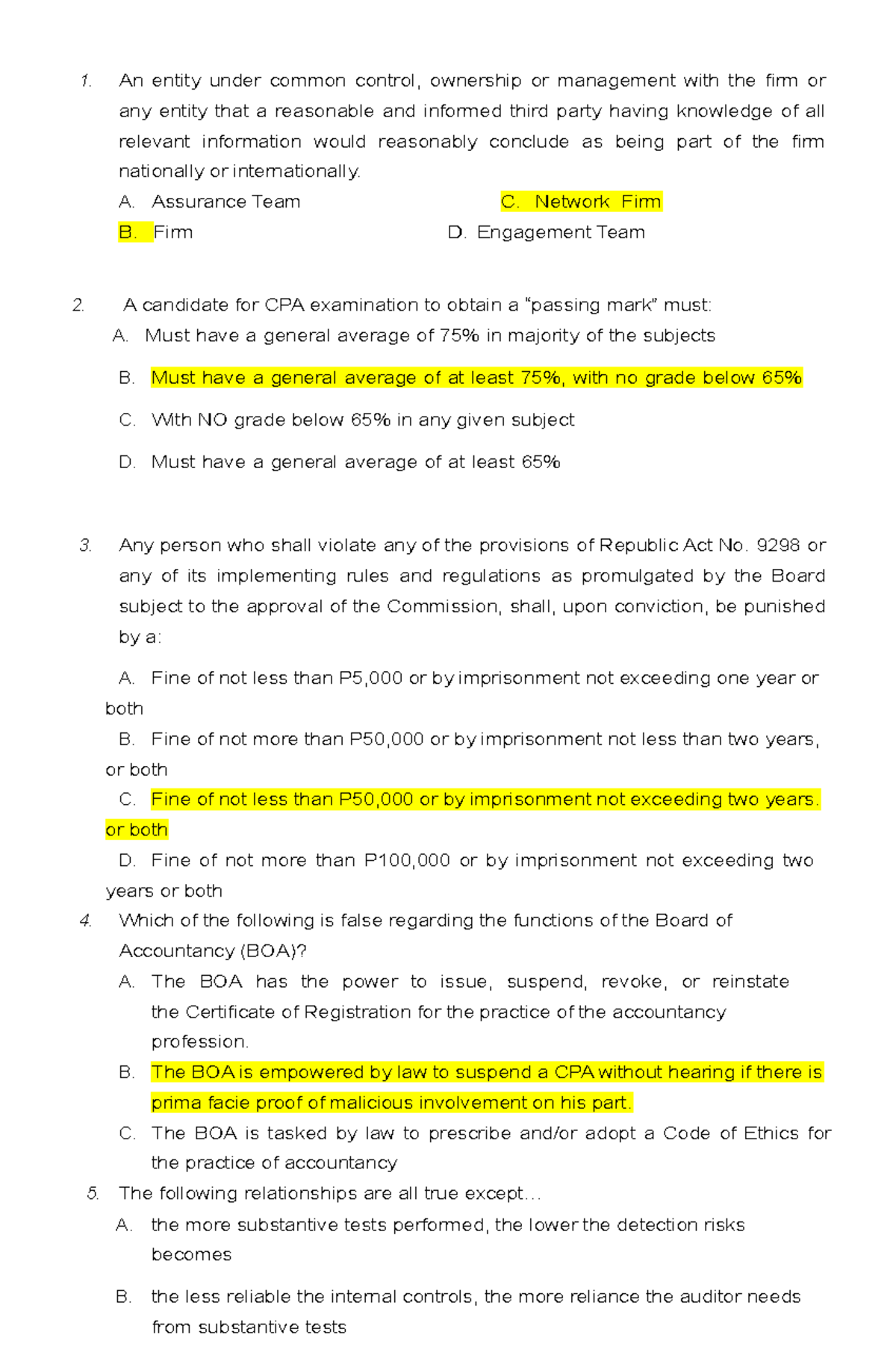 Board EXAM Reviewer- Practice 2 - 1. An entity under common control ...