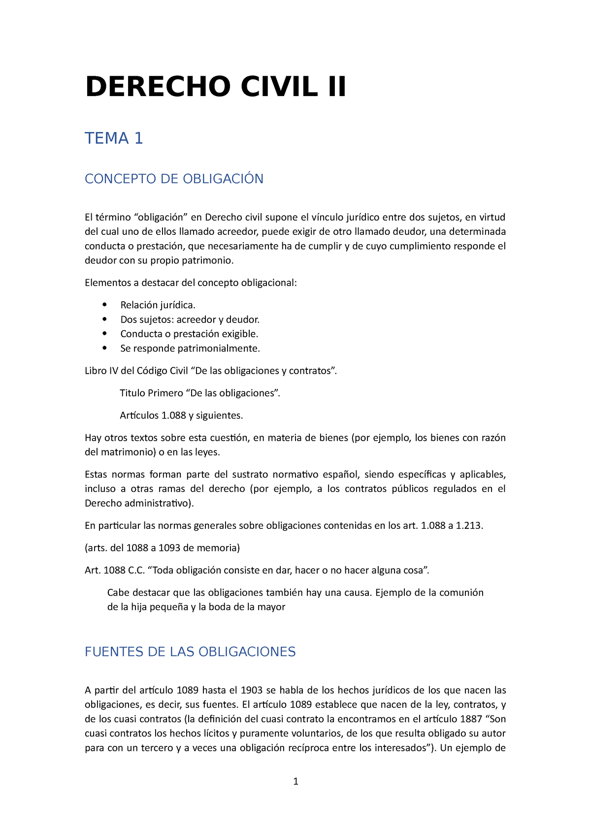 Resumen Civil Ii Derecho Civil Ii Tema 1 Concepto De ObligaciÓn El Término “obligación” En 1784