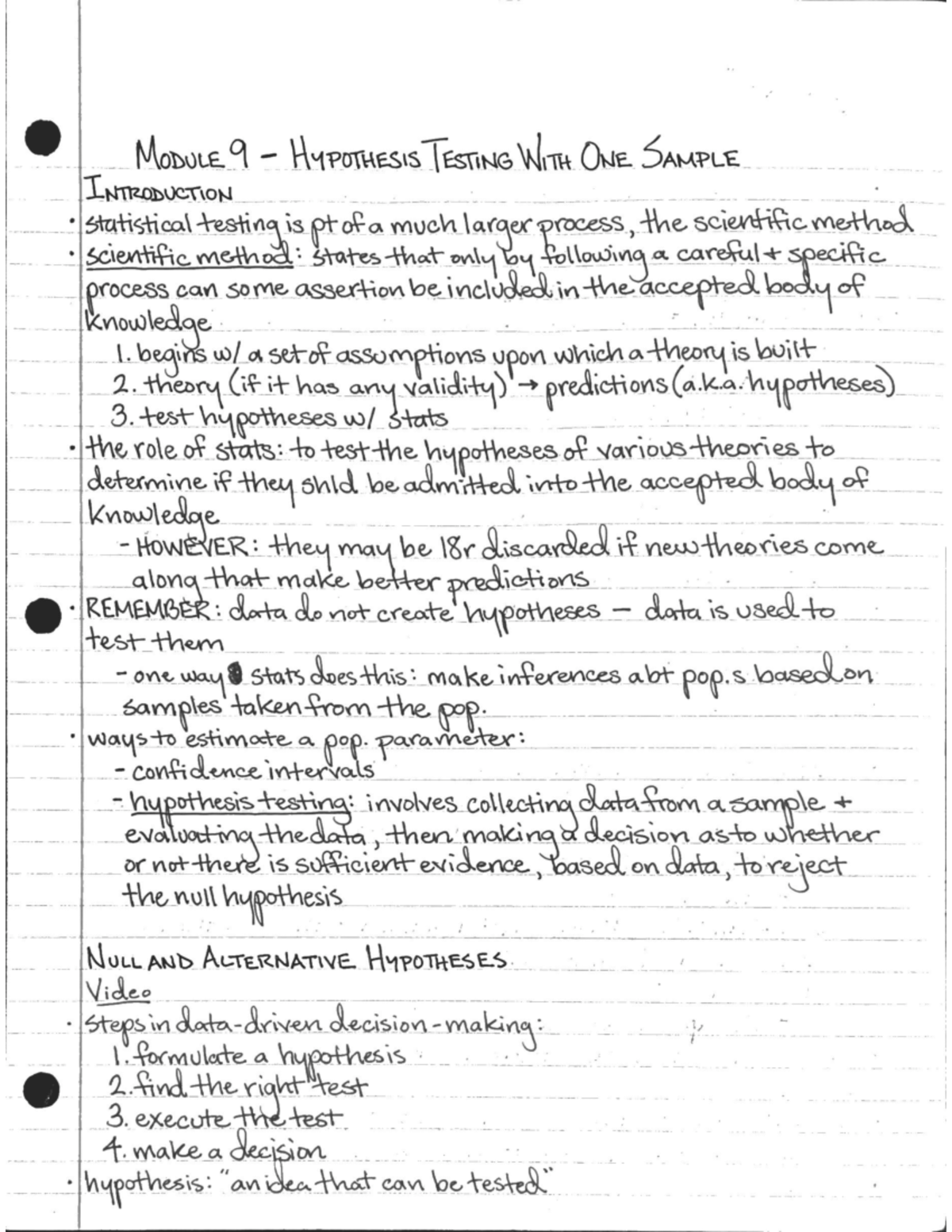 Module 9 - Hypothesis Testing With One Sample - ECON1500 - Studocu