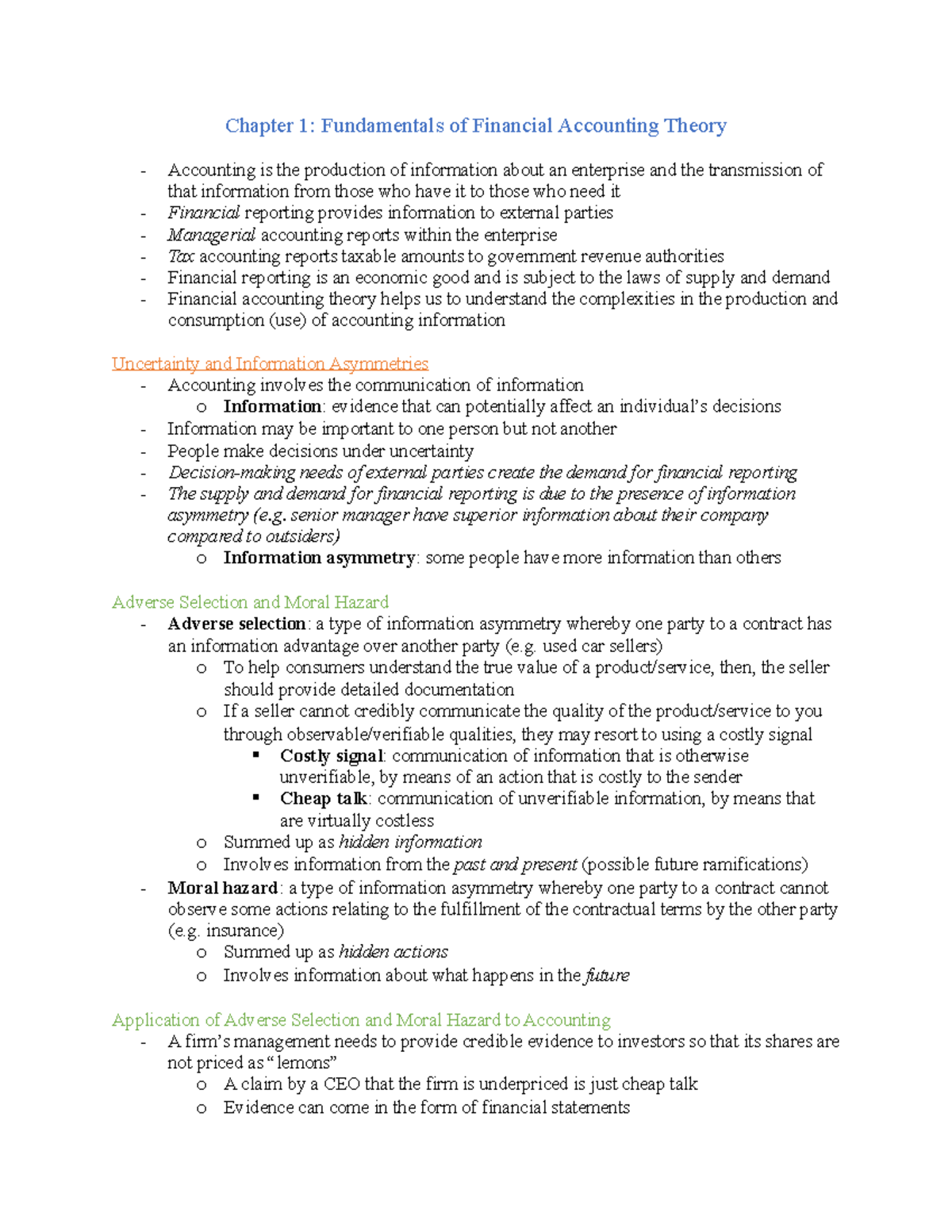 Financial Accounting Theory Questions And Answers