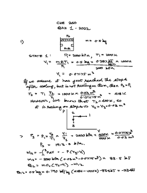 CHE260 Mid Term Exam - 2 November 2015 CHE 260 – Thermodynamics and ...