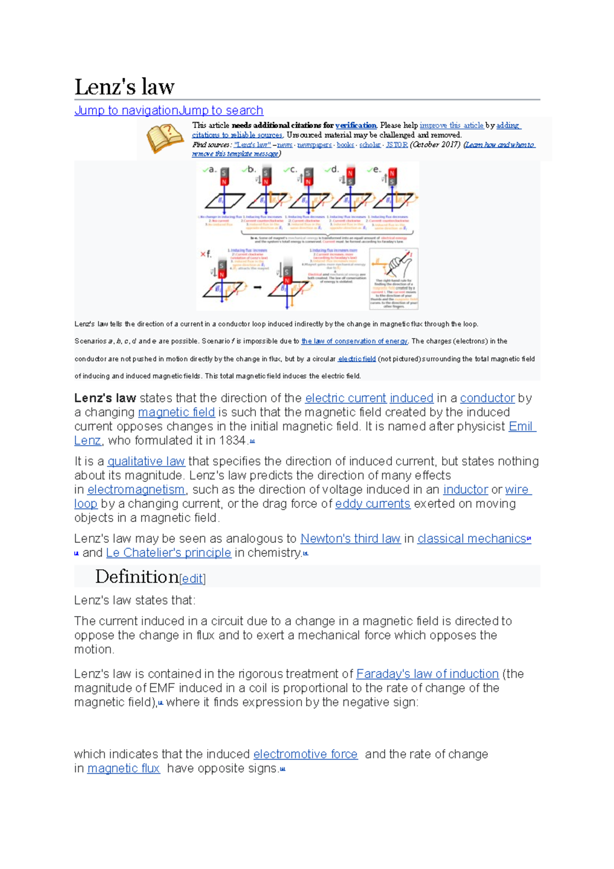 Lenz SWETHA Lenz's law Jump to navigationJump to search This