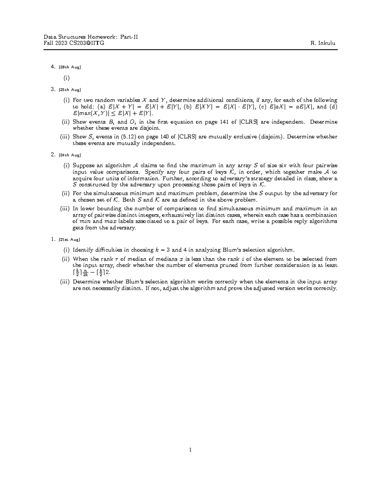 Hwds-ri30th Aug - homework given to us by prof - Data Structures ...