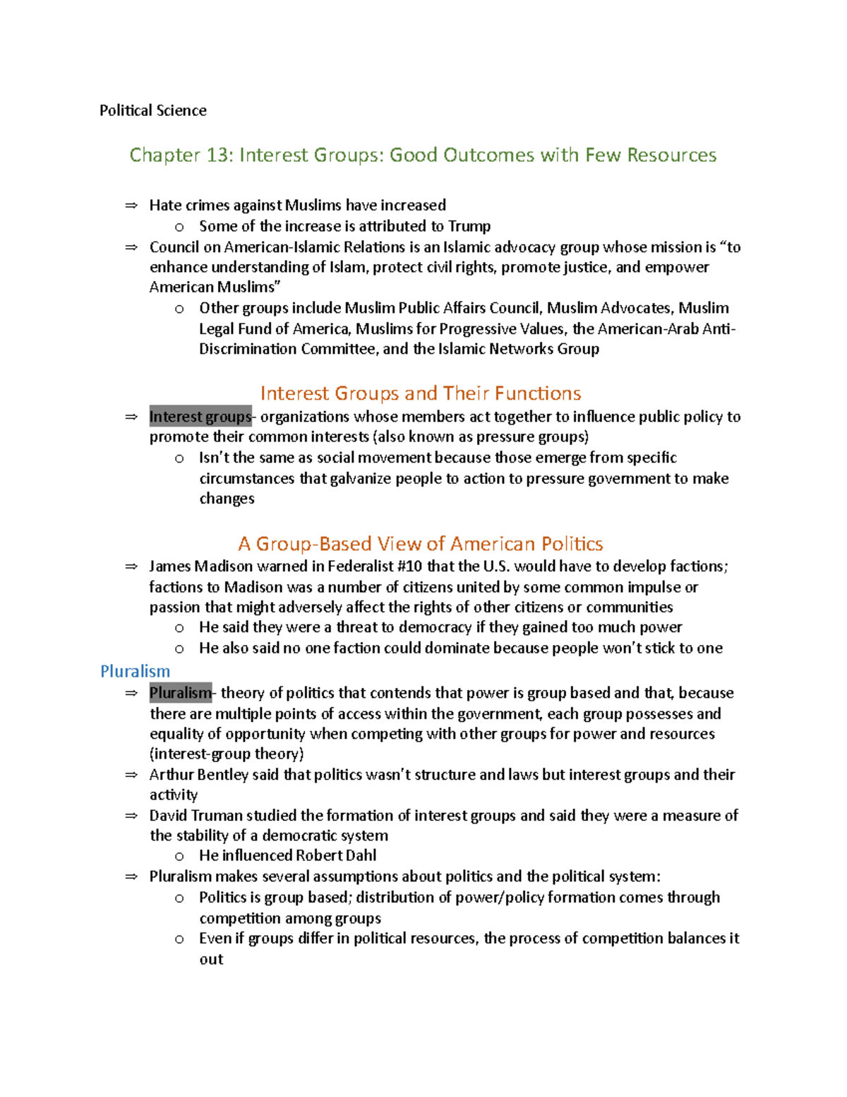 Political Science Chapter 13 Notes.docx - Political Science Chapter 13 ...