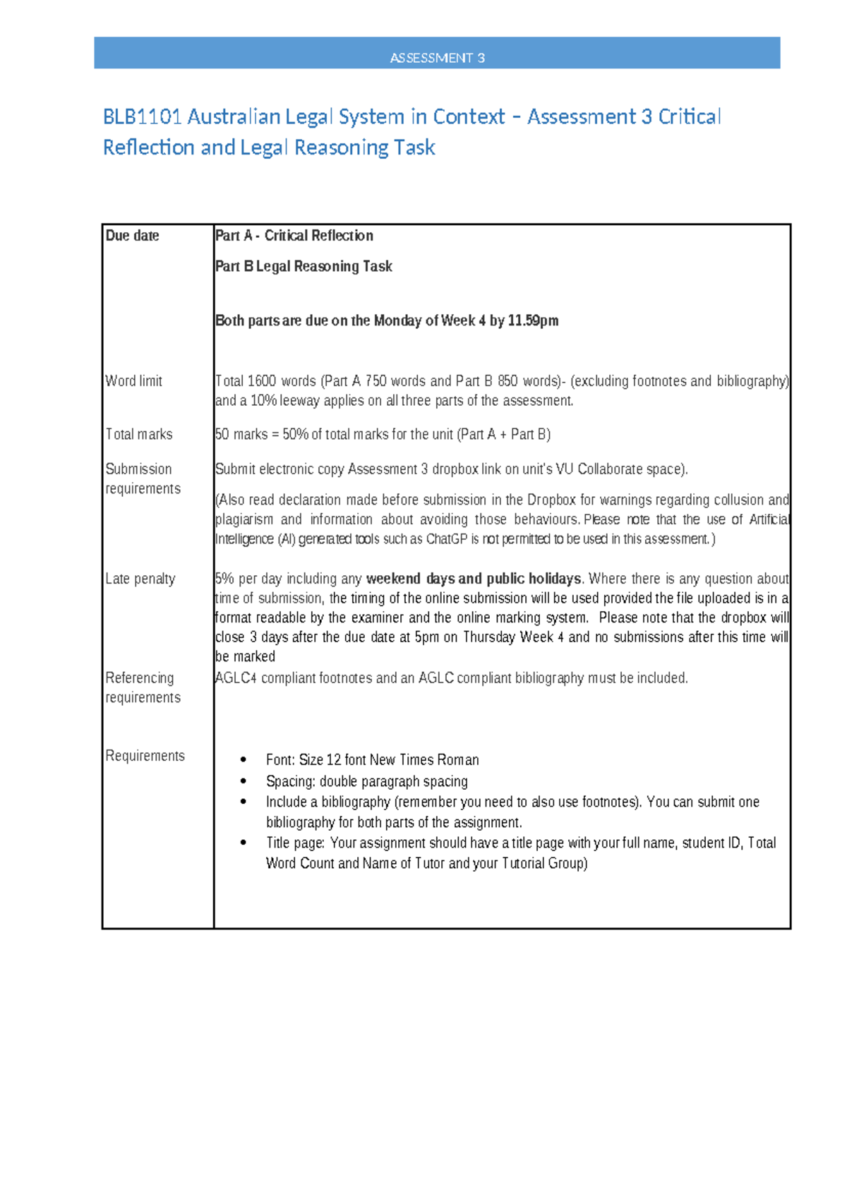 Asessment 3 Critical Reflection and Legal Reasoning Taskk 1 (1) (2 ...