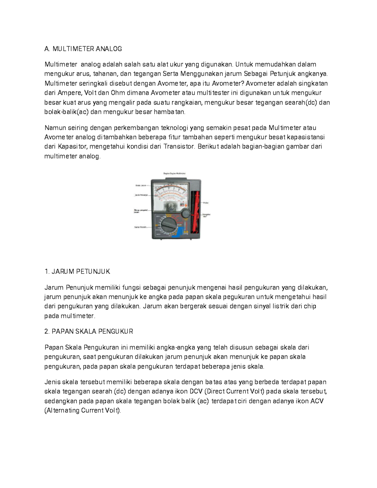 Tugasmptitlkelompok Berguna sangat A. MULTIMETER ANALOG Multimeter
