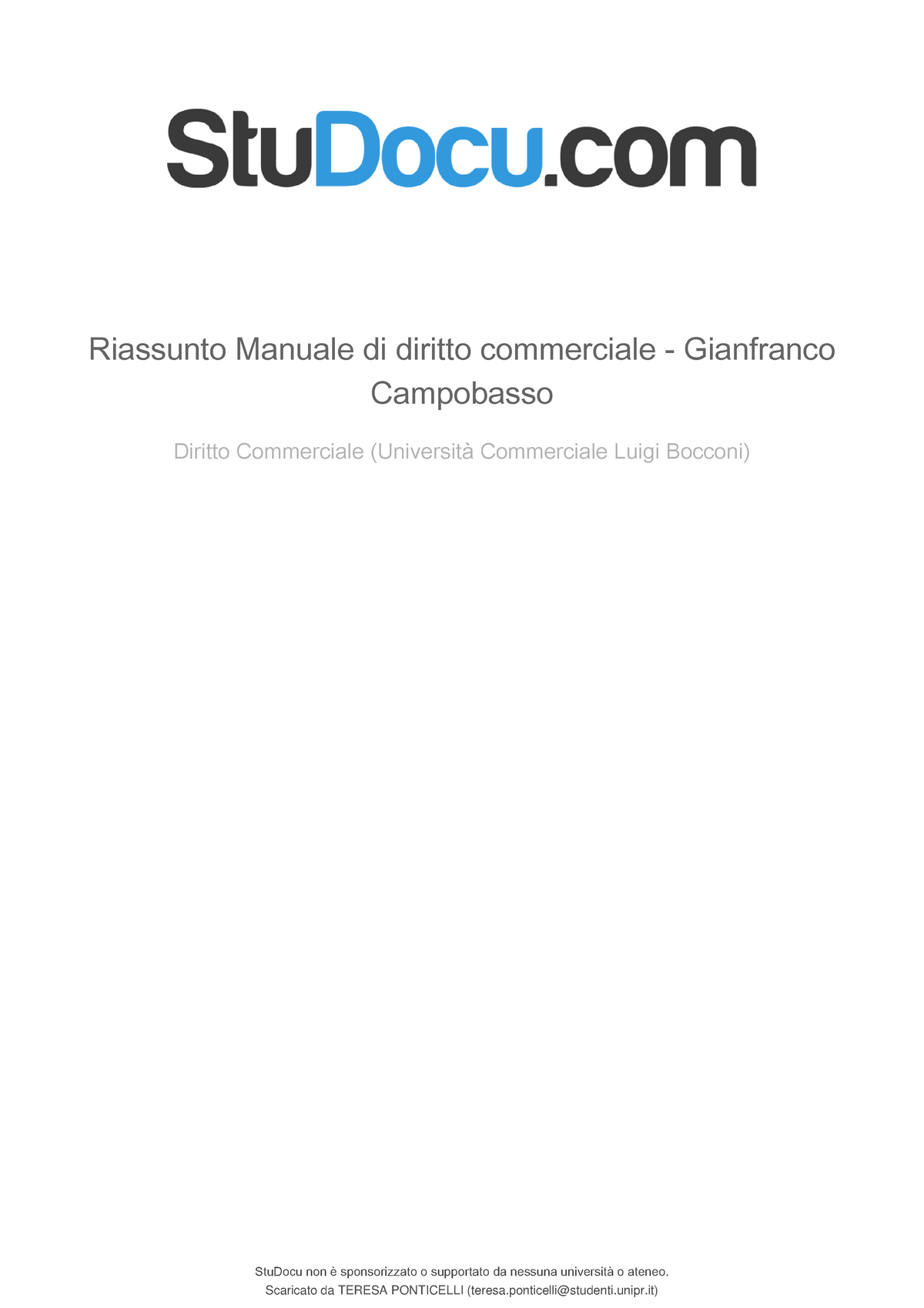 Riassunto Manuale Di Diritto Commerciale Gianfranco Campobasso ...