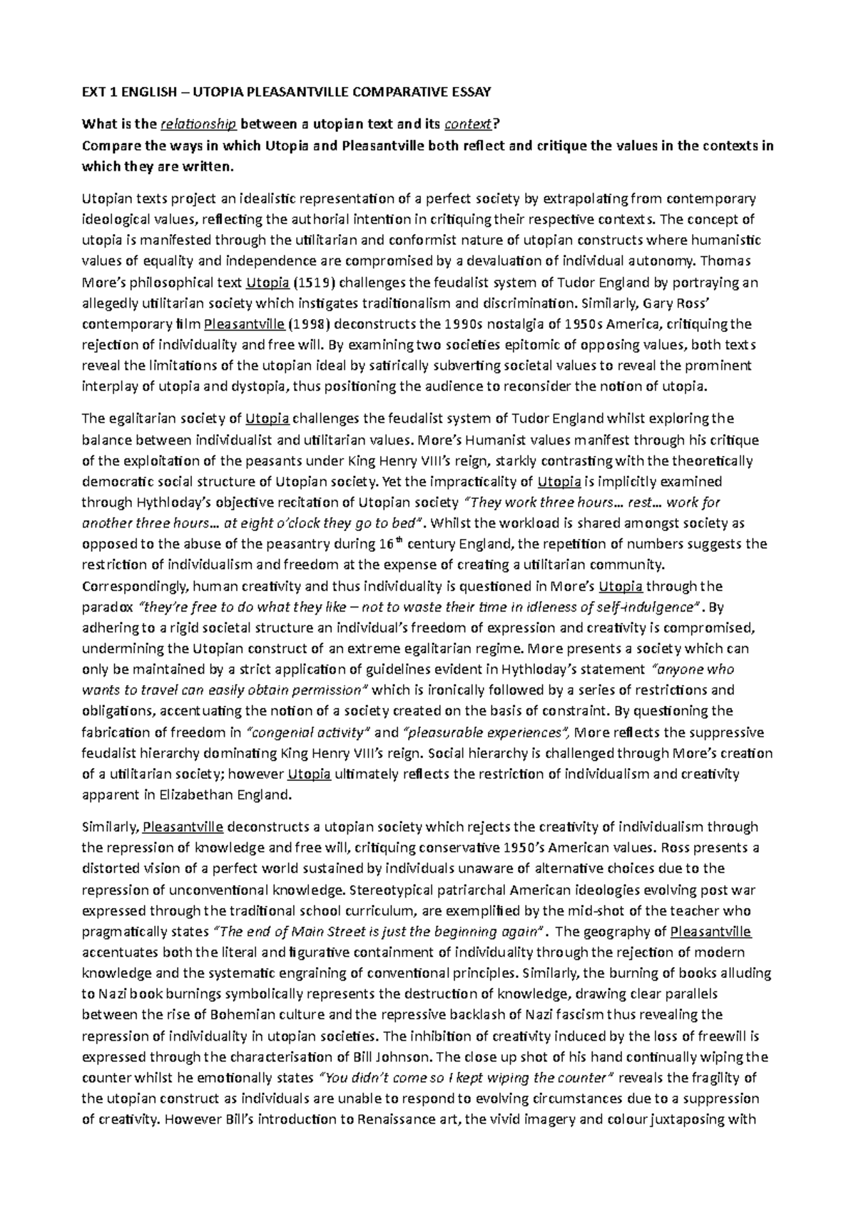 Pleasantvilleutopia sample EXT 1 ENGLISH UTOPIA PLEASANTVILLE