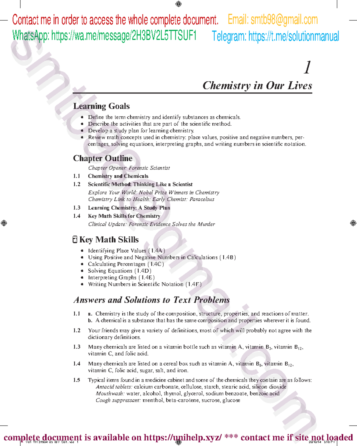 Solution Manual for General, Organic, and Biological Chemistry 5th ...
