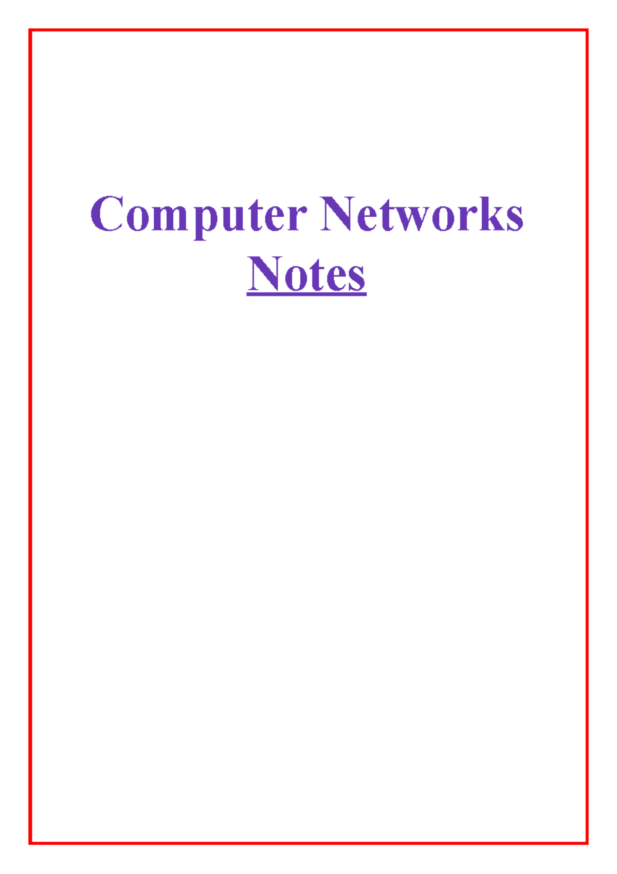 Computer Networks-UNIT-1 - Computer Networks Notes NETWORKS UNIT - I A ...