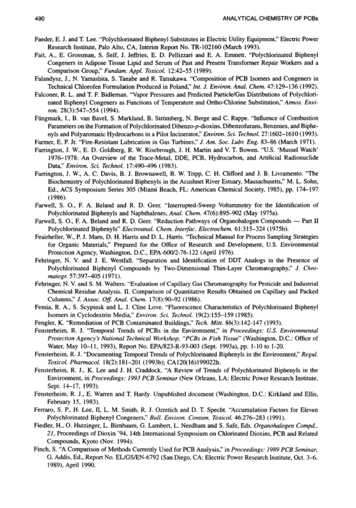 Analytical chemistry of pcbs 169 - 490 ANALYTICAL CHEMISTRY OF PCBs ...