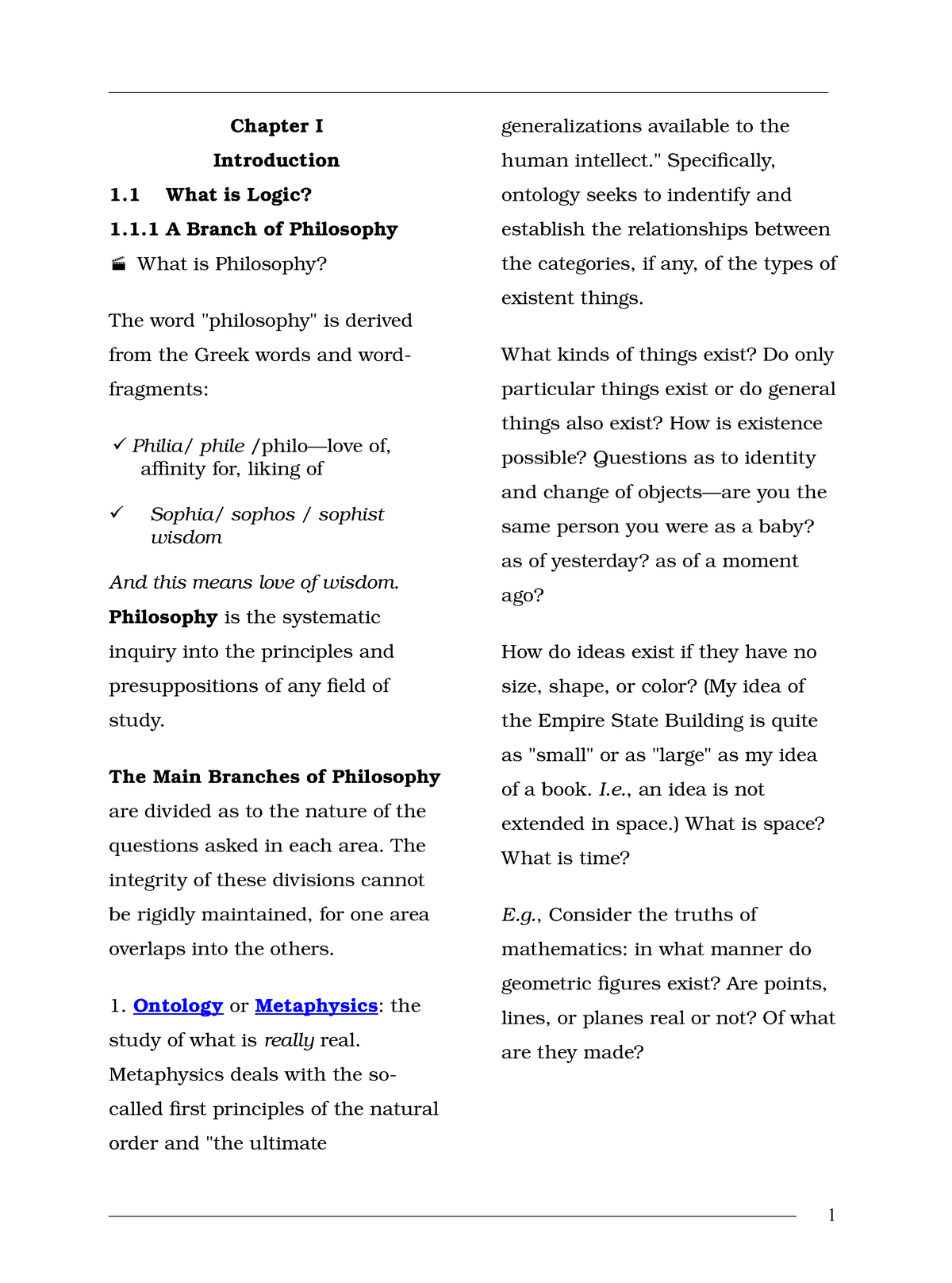 Logic Ch 1 - Lecture Notes - Chapter I Introduction 1 What Is Logic? 1. ...