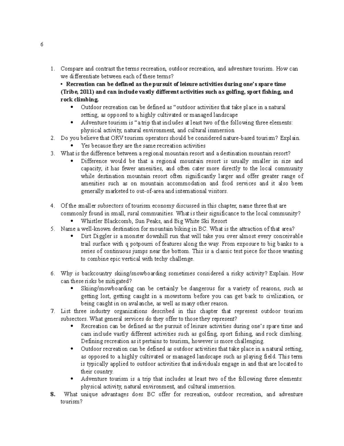 Activity 6 - activities and lecture notes - 6 Compare and contrast the ...