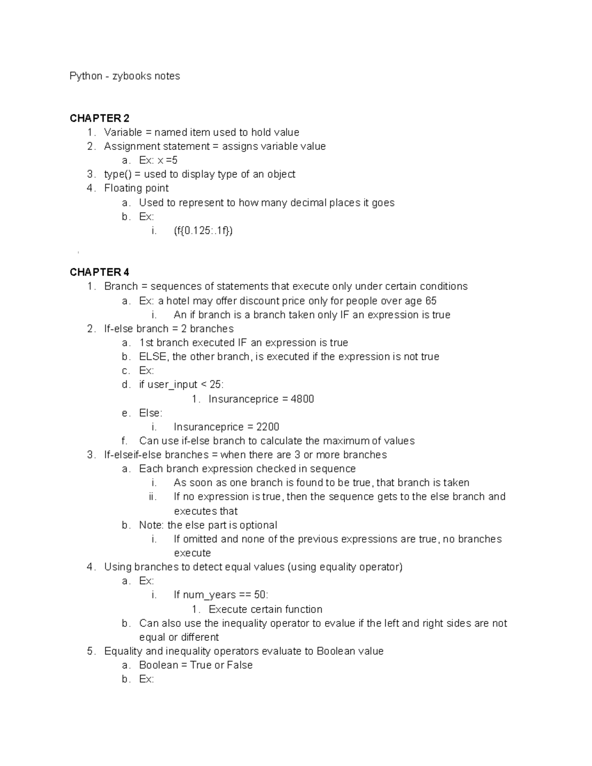 Python Zybooks Notes 2-6 - Python - Zybooks Notes CHAPTER 2 Variable ...