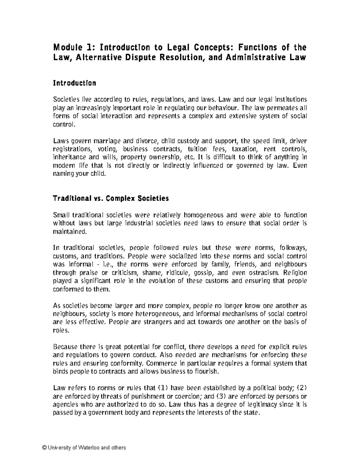 LS101 Module 01 Notes - Module 1 : Introduction to Legal Concepts ...