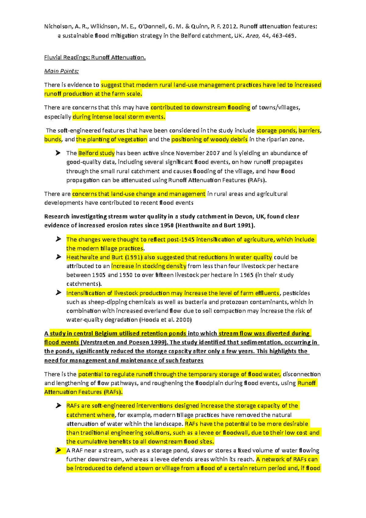 Nicholson Runoff Attenuation Features - Nicholson, A. R., Wilkinson, M ...