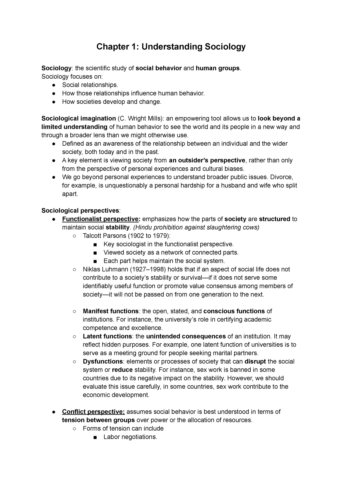 Introduction To Sociology - Midterm Note - Chapter 1: Understanding ...