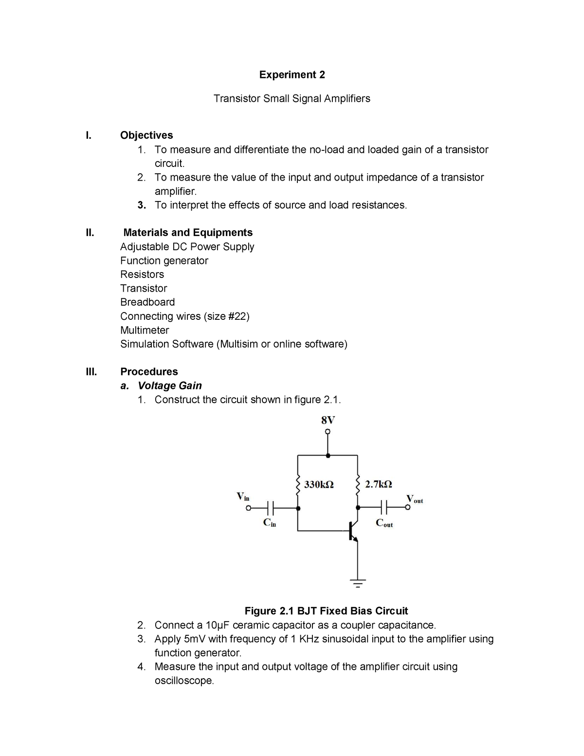 Lab Transistor Small Signal Amplifiers Experiment Transistor