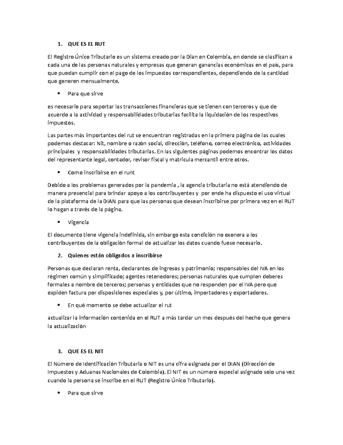 Legislacion - taller tutoria - 1. QUE ES EL RUT El Registro Único ...