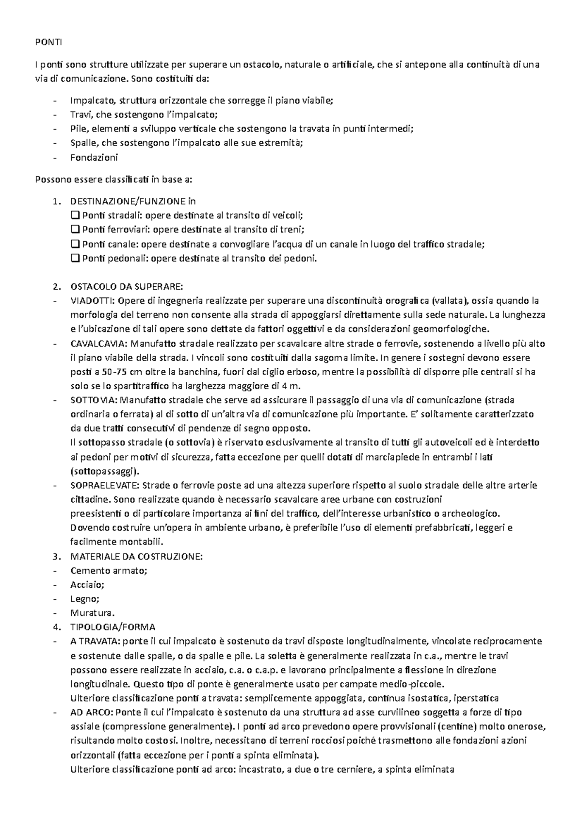 Ponti - PONTI I ponti sono strutture utilizzate per superare un ...