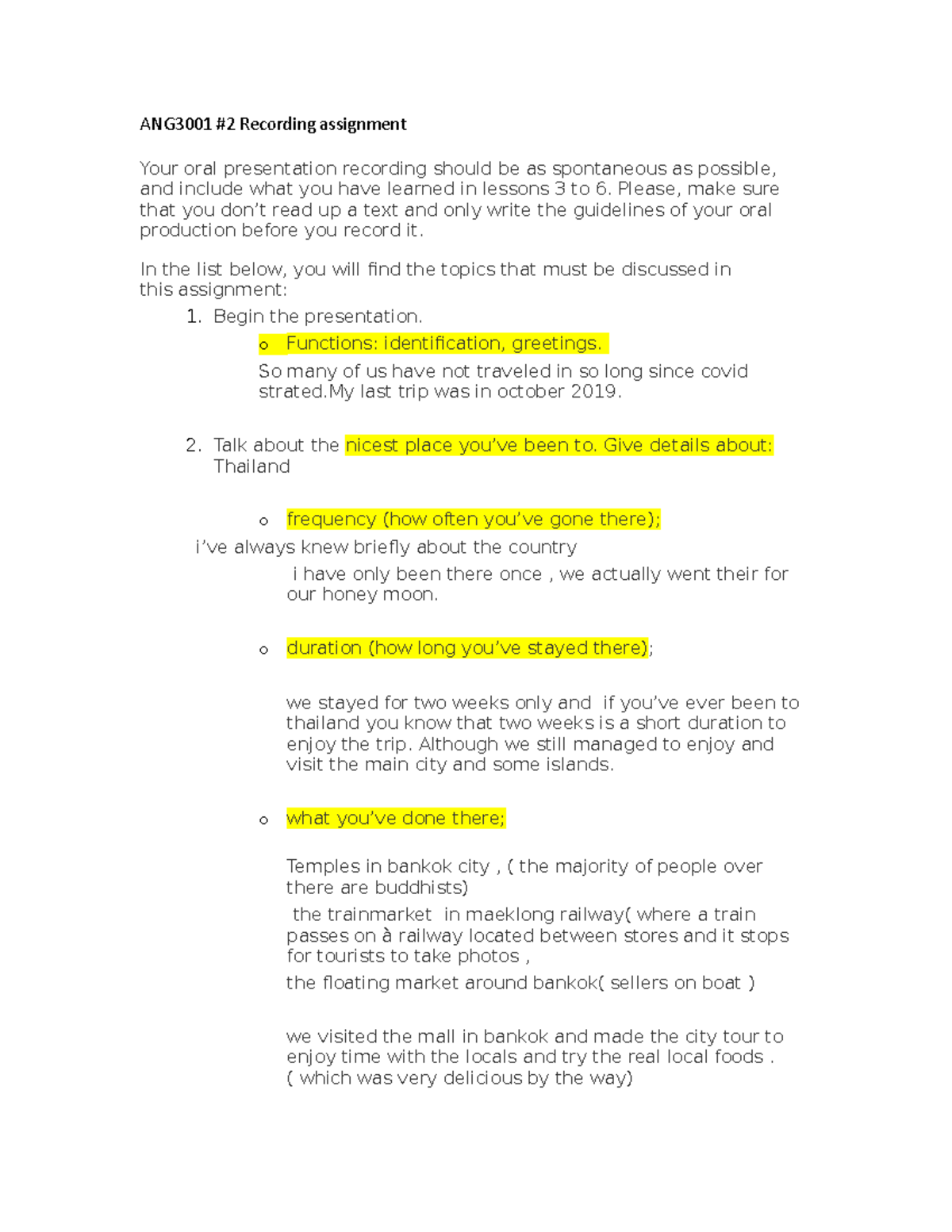 ANG3001 #2 recording assignment - ANG3001 #2 Recording assignment Your ...