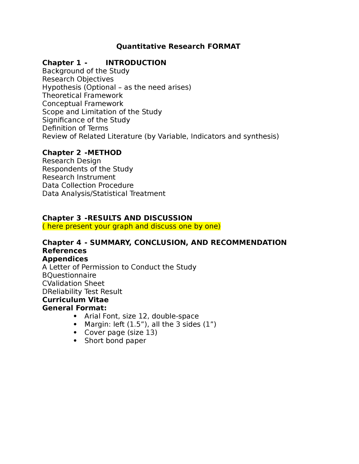 quantitative research format chapter 1