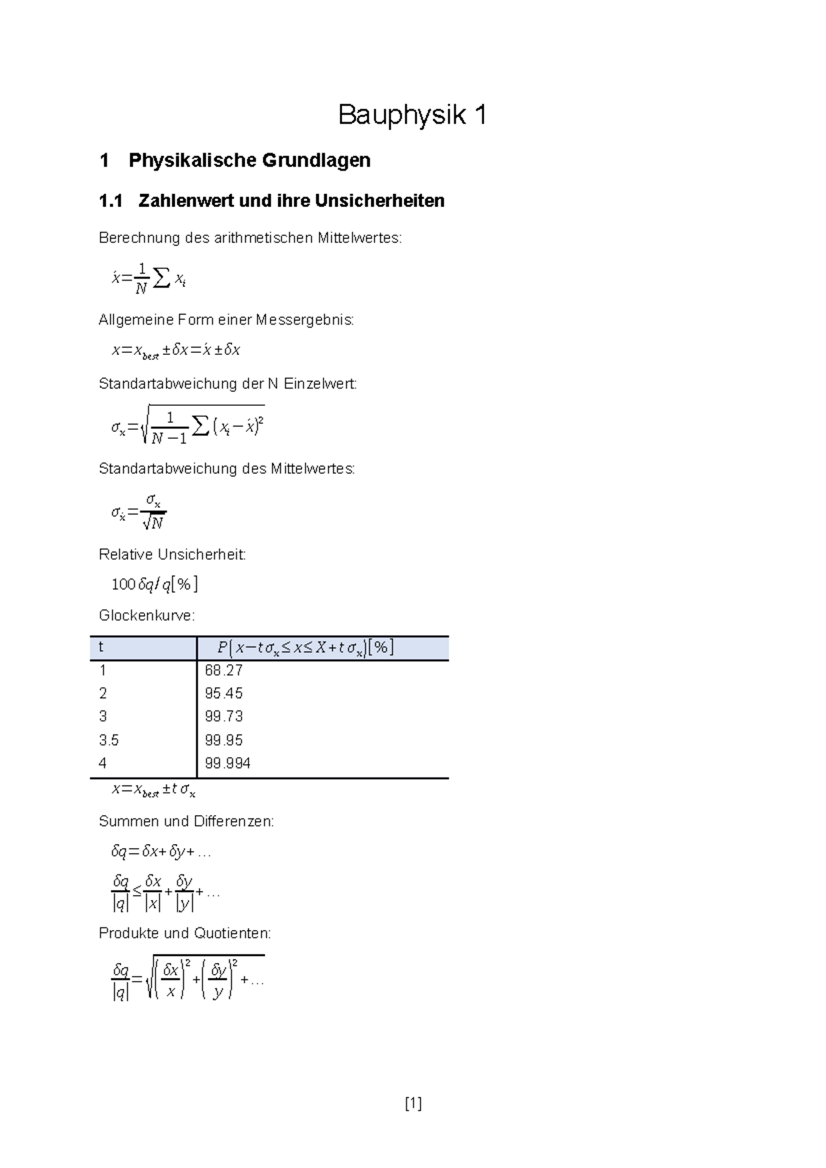 Formelsammlung Bauphysik I - Bauphysik 1 1 Physikalische Grundlagen 1 ...