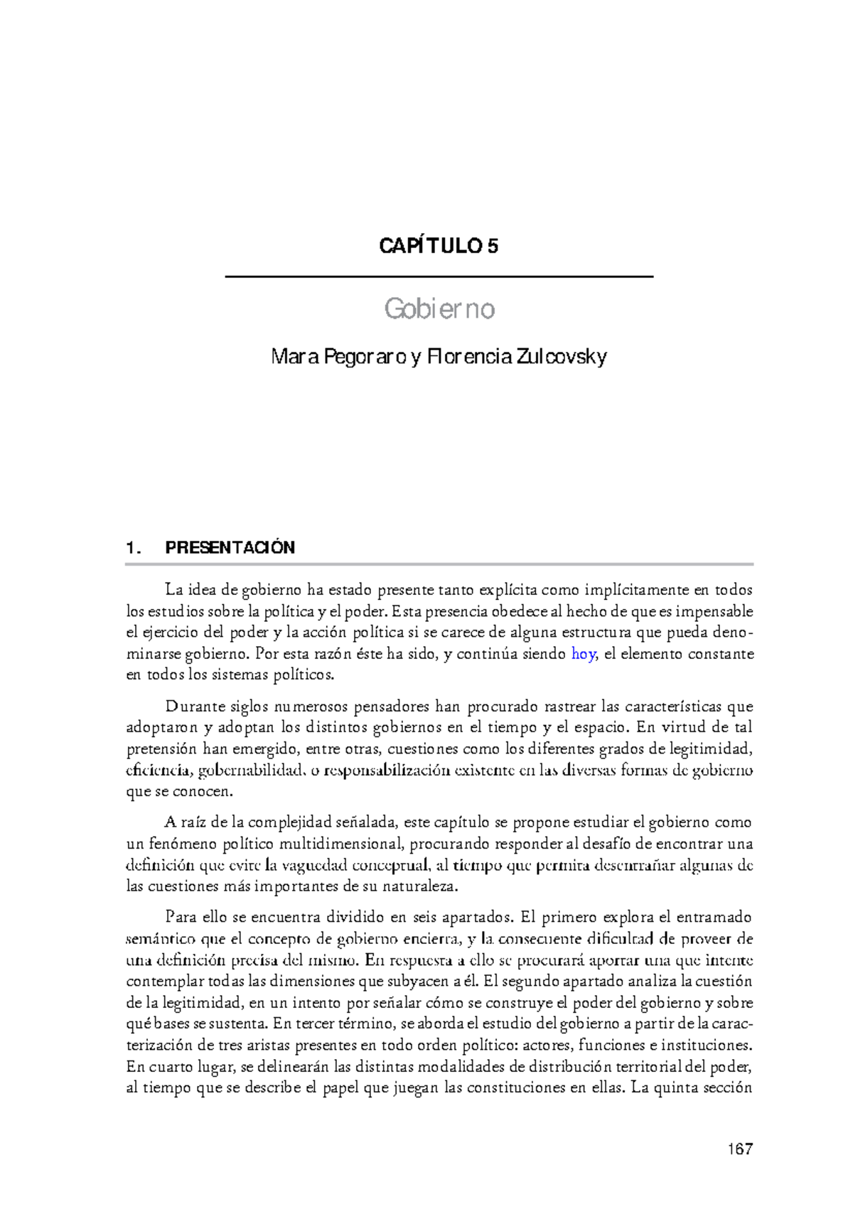 Pegoraro. Mara, Zulcovsky Florencia, “Gobierno” - CAPÍTULO 5 Gobier No ...