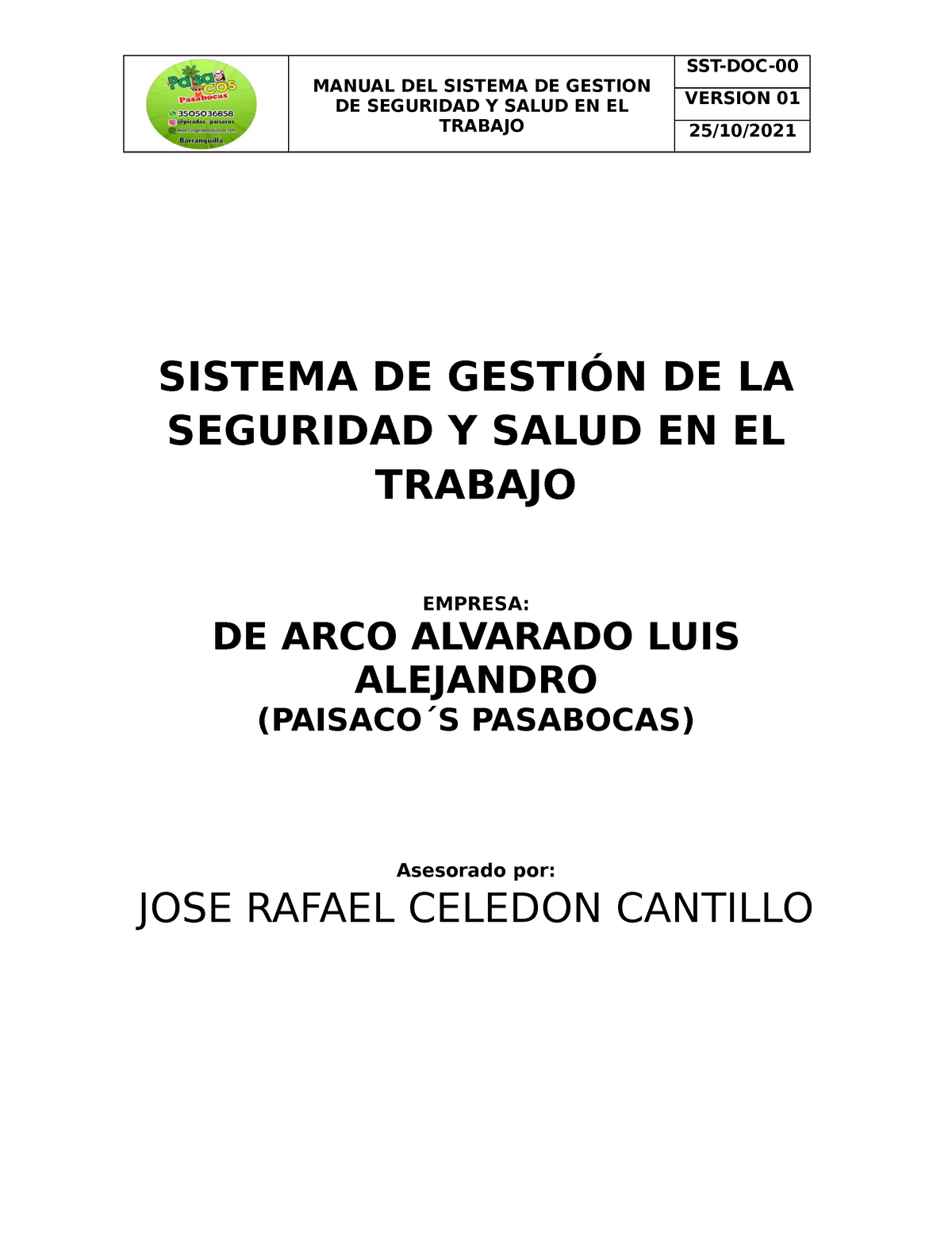 Manual Del Sistema De Gestion De Seguridad Y Salud En El Trabajo Manual Del Sistema De Gestion 1921