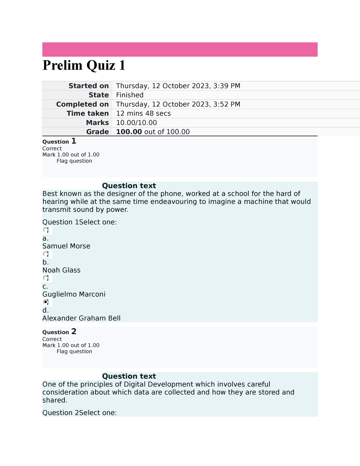 Prelim Quiz 1 UGRD-GE6103-2325T Living In It Era - Prelim Quiz 1 ...