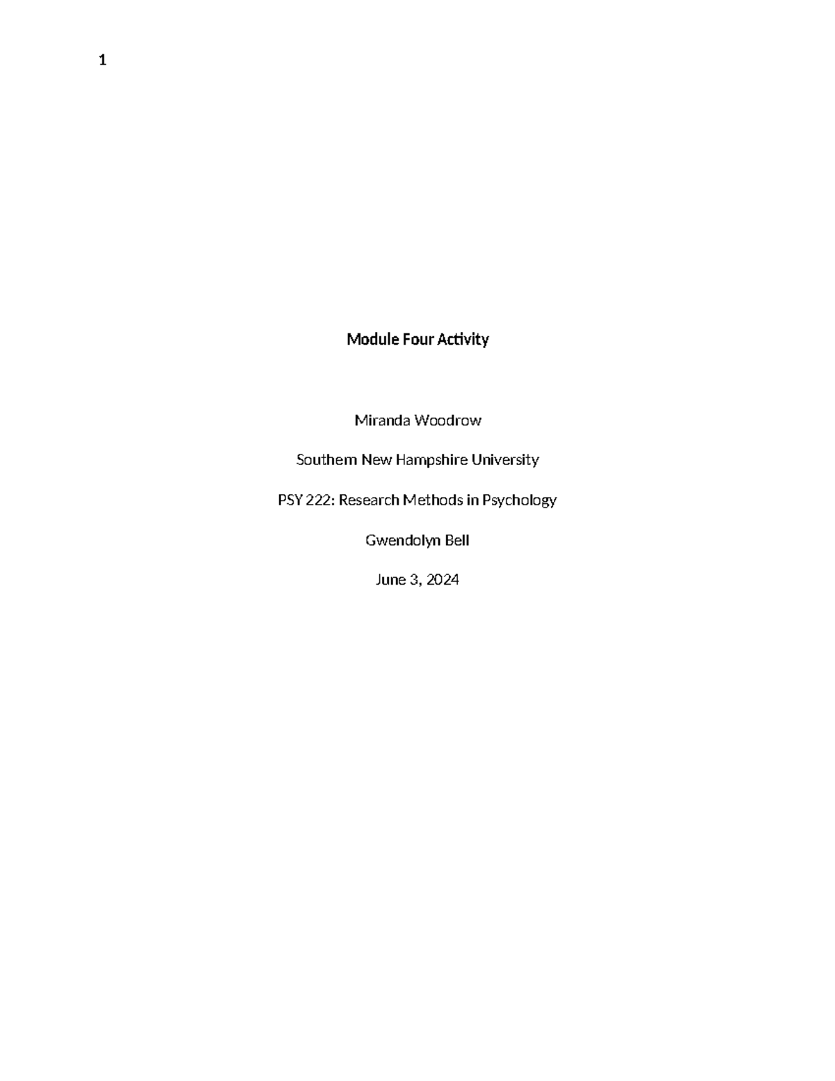 psychology assignment number four module 4 - Module Four Activity ...